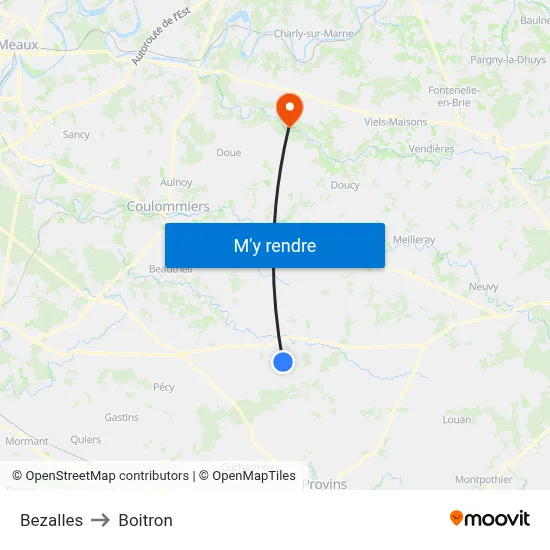 Bezalles to Boitron map