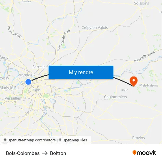 Bois-Colombes to Boitron map