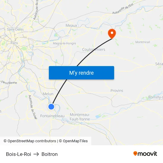 Bois-Le-Roi to Boitron map