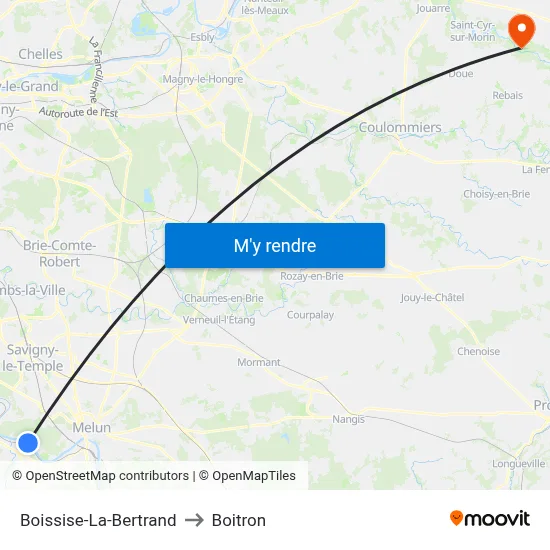 Boissise-La-Bertrand to Boitron map