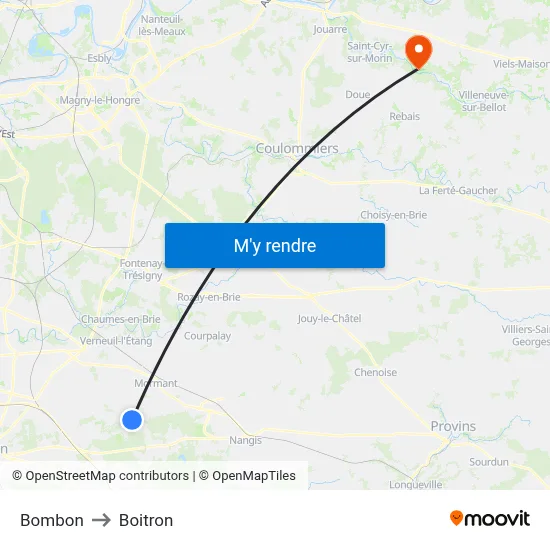 Bombon to Boitron map
