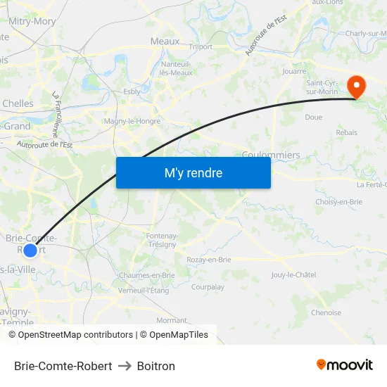 Brie-Comte-Robert to Boitron map