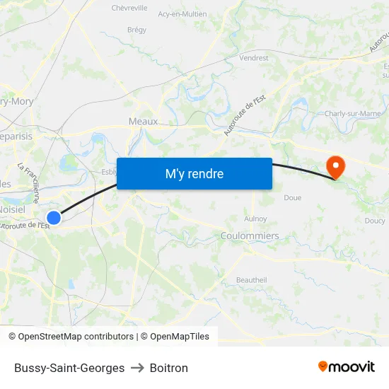 Bussy-Saint-Georges to Boitron map