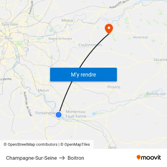 Champagne-Sur-Seine to Boitron map