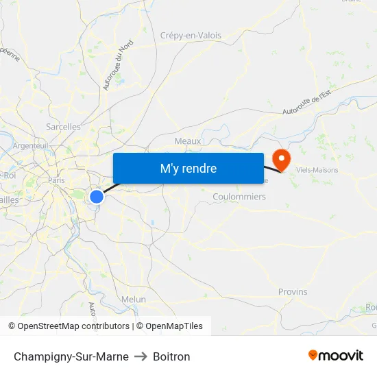 Champigny-Sur-Marne to Boitron map