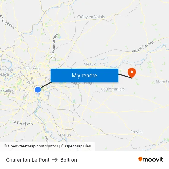 Charenton-Le-Pont to Boitron map