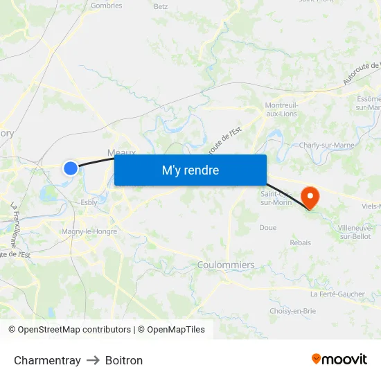 Charmentray to Boitron map