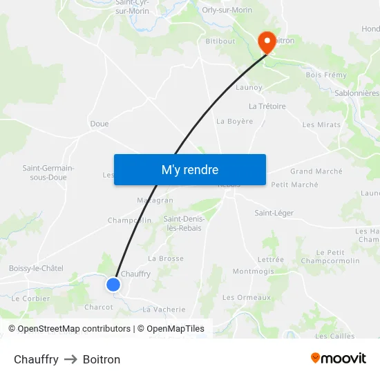 Chauffry to Boitron map