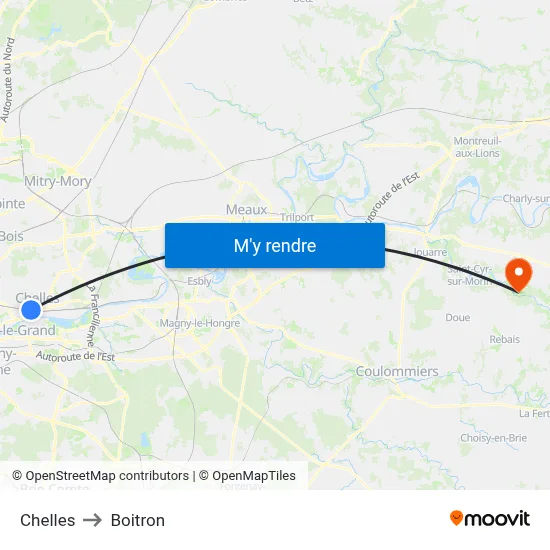 Chelles to Boitron map