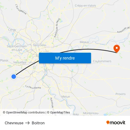 Chevreuse to Boitron map