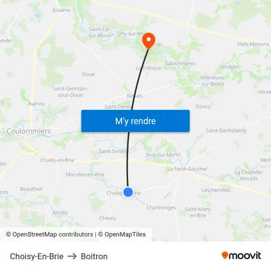 Choisy-En-Brie to Boitron map