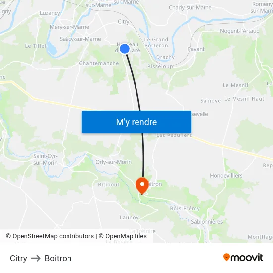 Citry to Boitron map