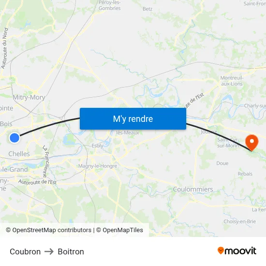 Coubron to Boitron map