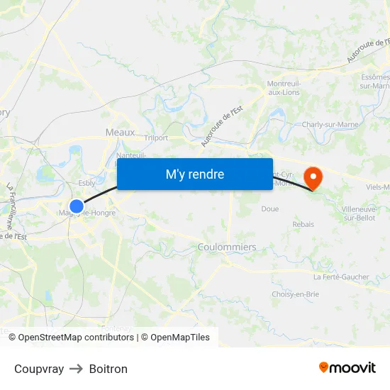 Coupvray to Boitron map