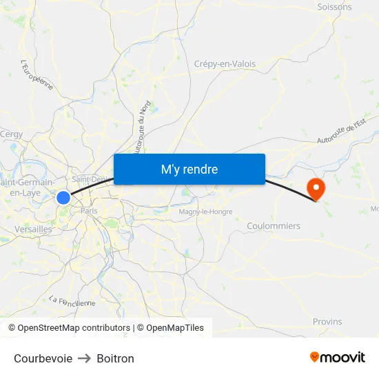 Courbevoie to Boitron map