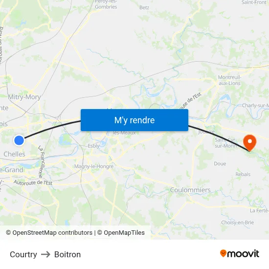 Courtry to Boitron map