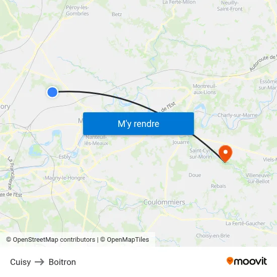 Cuisy to Boitron map
