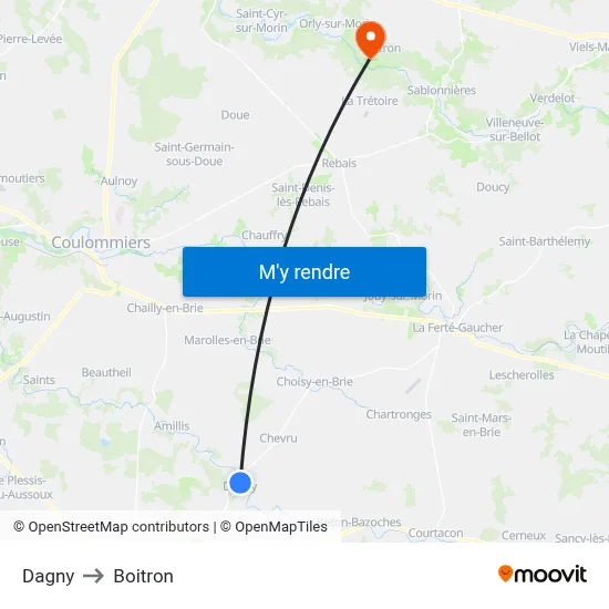 Dagny to Boitron map