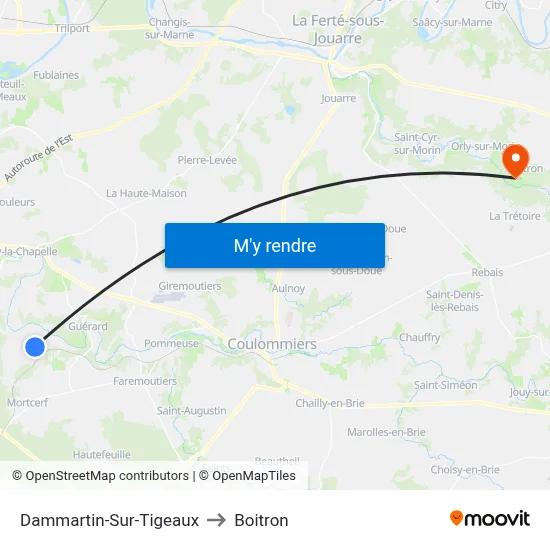 Dammartin-Sur-Tigeaux to Boitron map