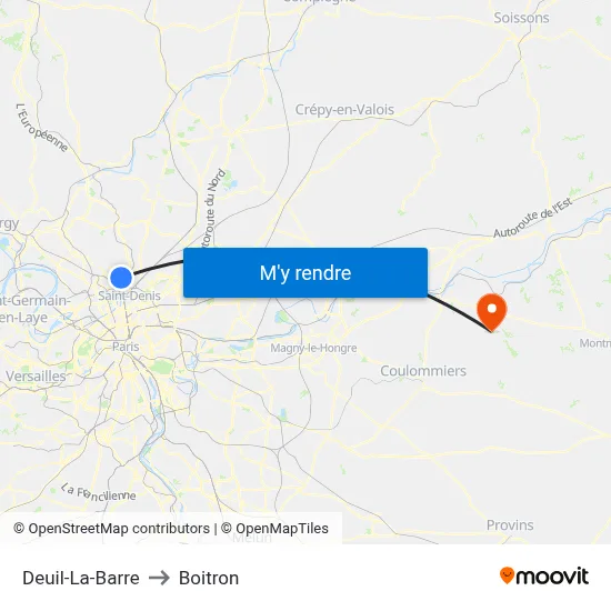 Deuil-La-Barre to Boitron map