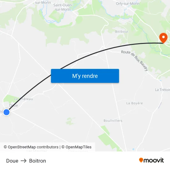 Doue to Boitron map