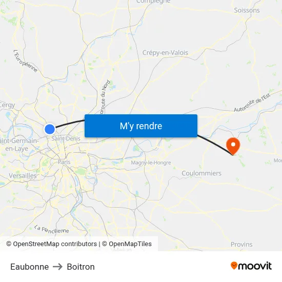 Eaubonne to Boitron map