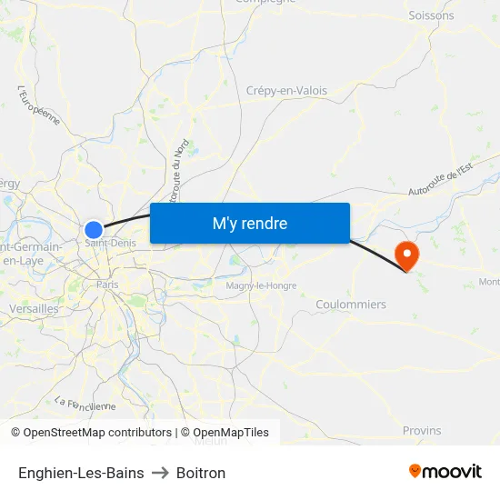 Enghien-Les-Bains to Boitron map