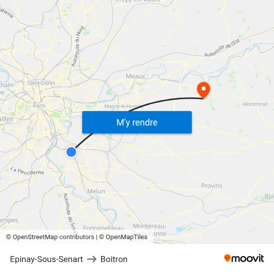 Epinay-Sous-Senart to Boitron map