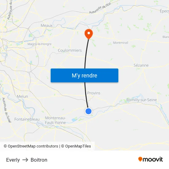 Everly to Boitron map
