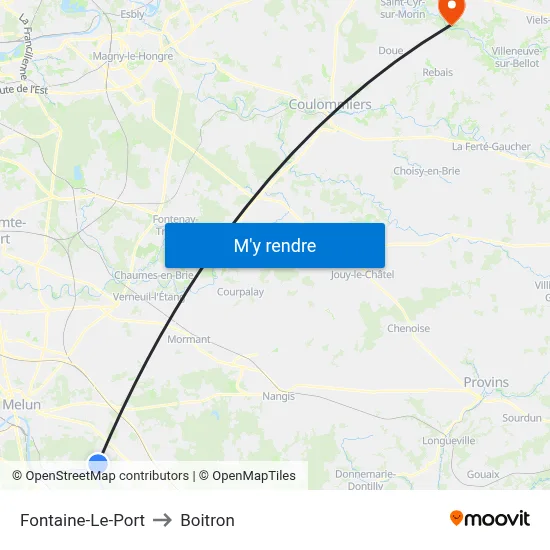 Fontaine-Le-Port to Boitron map