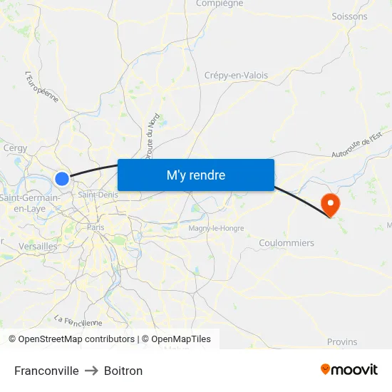 Franconville to Boitron map