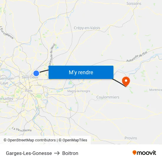 Garges-Les-Gonesse to Boitron map