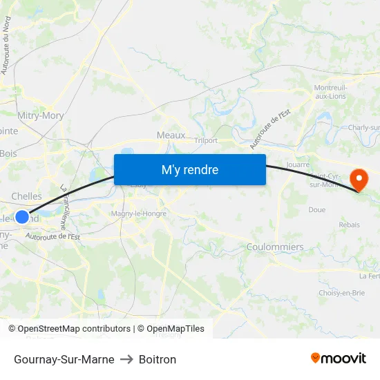 Gournay-Sur-Marne to Boitron map