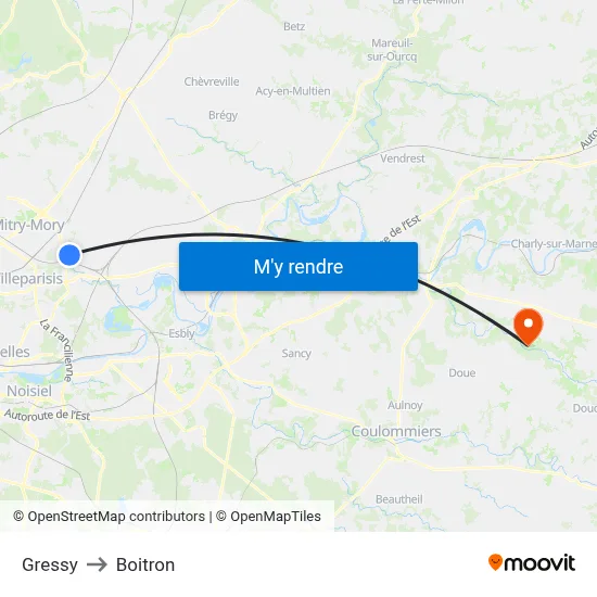 Gressy to Boitron map