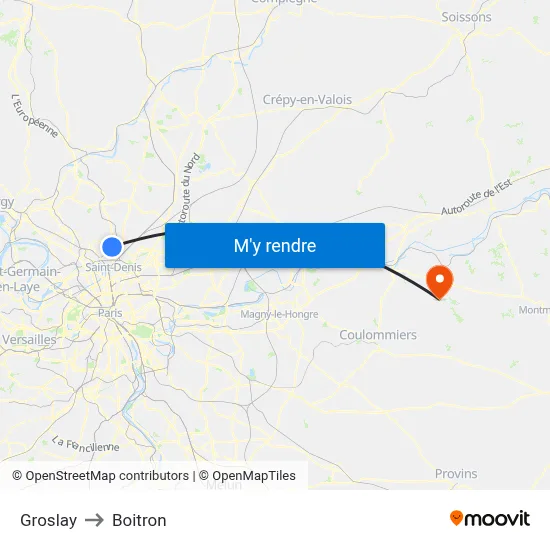 Groslay to Boitron map