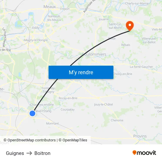 Guignes to Boitron map