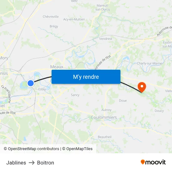 Jablines to Boitron map