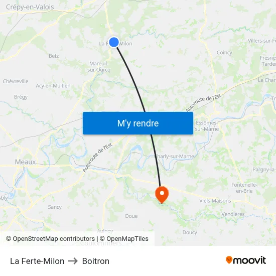 La Ferte-Milon to Boitron map