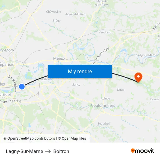 Lagny-Sur-Marne to Boitron map