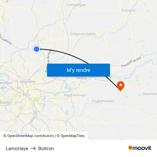 Lamorlaye to Boitron map