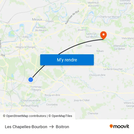 Les Chapelles-Bourbon to Boitron map