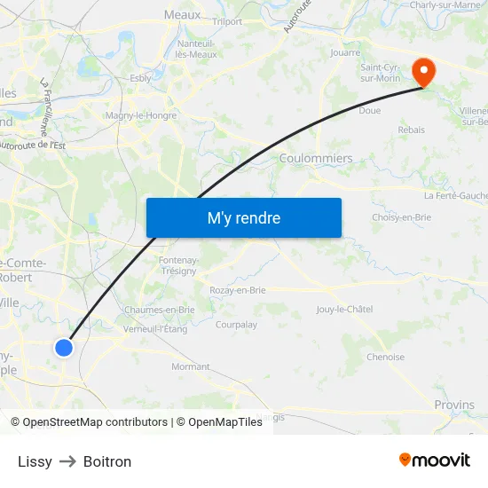 Lissy to Boitron map