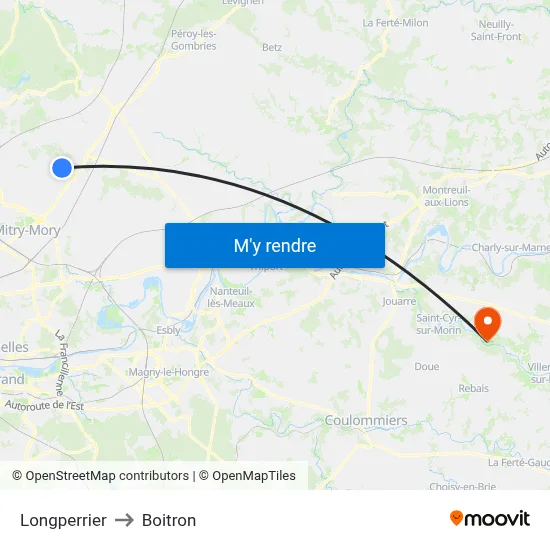 Longperrier to Boitron map
