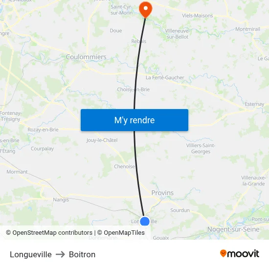 Longueville to Boitron map