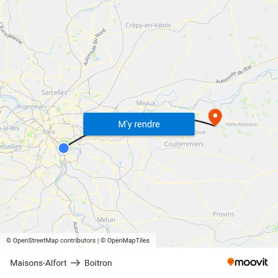 Maisons-Alfort to Boitron map