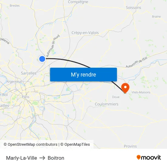 Marly-La-Ville to Boitron map