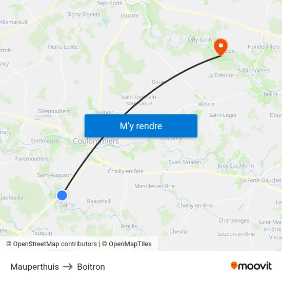 Mauperthuis to Boitron map
