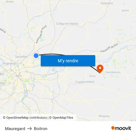 Mauregard to Boitron map