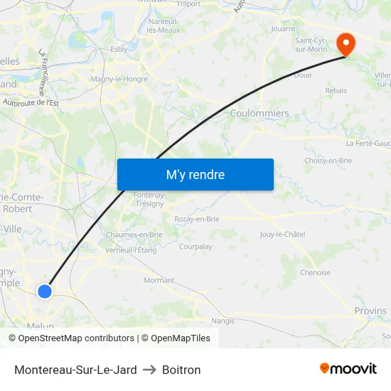 Montereau-Sur-Le-Jard to Boitron map