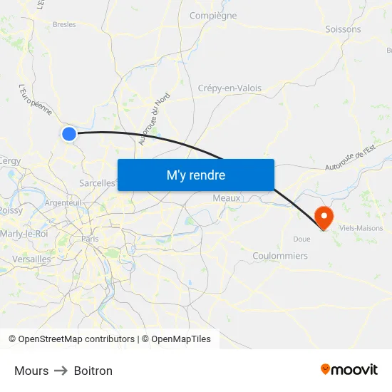 Mours to Boitron map